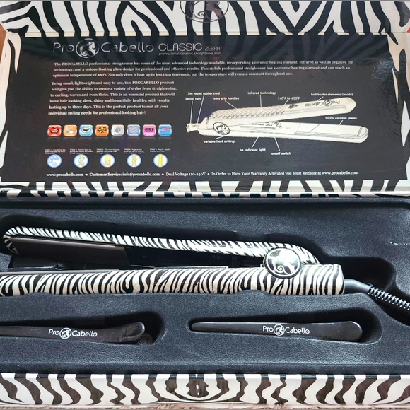 Pro Cabello Other - ProCabello NIB Professional Classic Ceramic Zebra Print Hair Straightener Iron